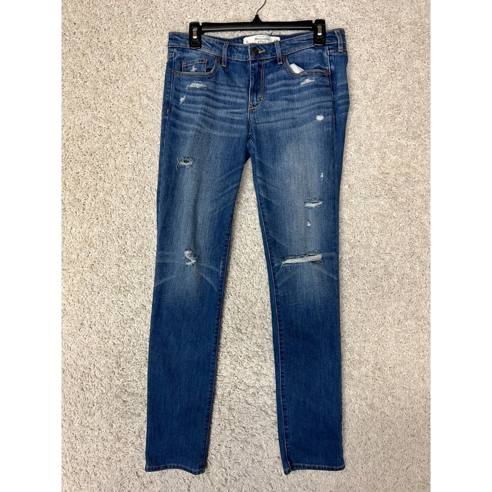 Abercrombie & Fitch The AF Skinny Jean Womens 28 / 6 L Long Denim Distressed Low